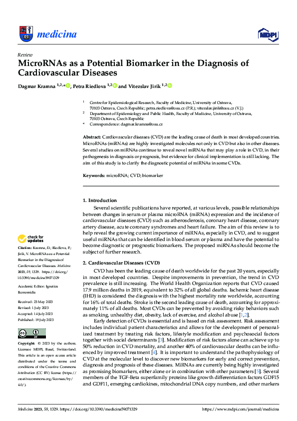 (PDF) MicroRNAs as a Potential Biomarker in the Diagnosis of ...