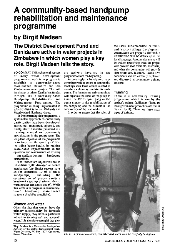 (PDF) A community-based handpump rehabilitation and maintenance programme