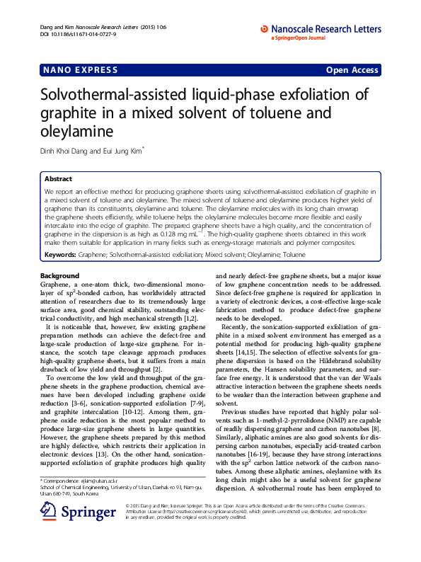 (PDF) Solvothermal-assisted liquid-phase exfoliation of graphite in a ...