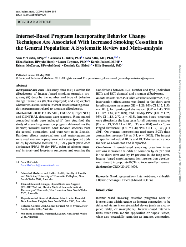 (PDF) Internet-Based Programs Incorporating Behavior Change Techniques ...