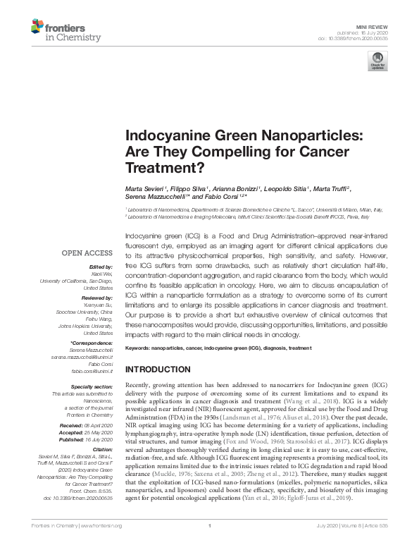 (PDF) Indocyanine Green Nanoparticles: Are They Compelling for Cancer ...