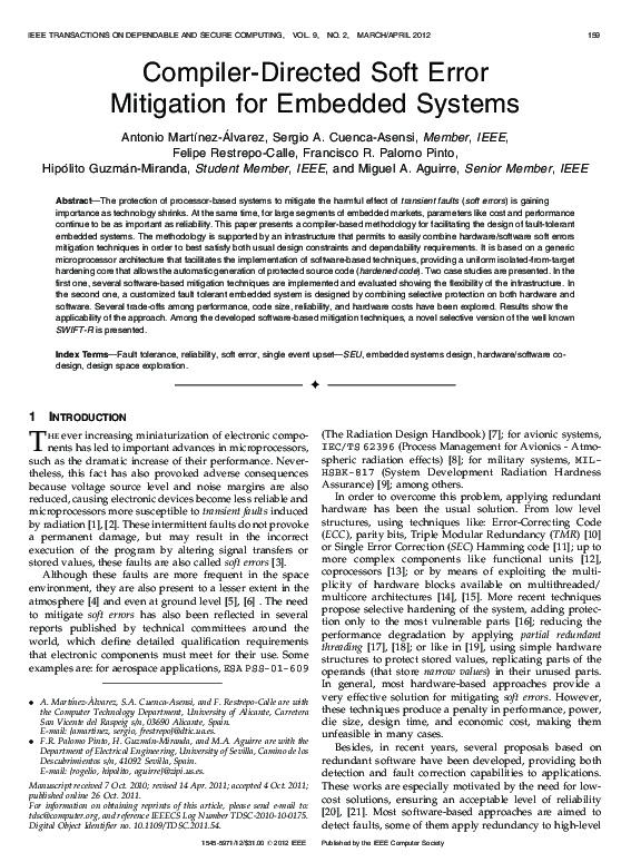 (PDF) Compiler-Directed Soft Error Mitigation for Embedded Systems