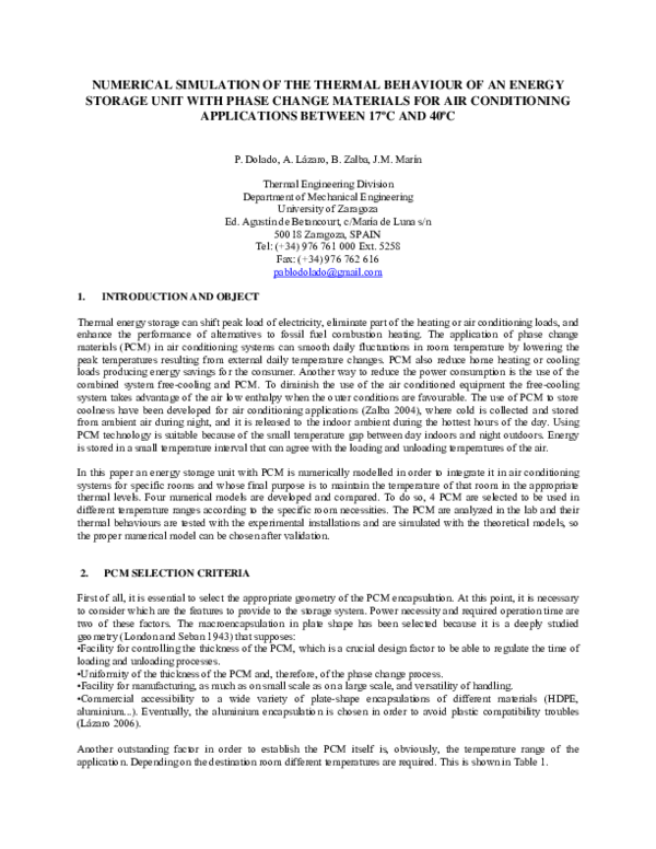 (PDF) Numerical Simulation of the Thermal Behaviour of an Energy ...