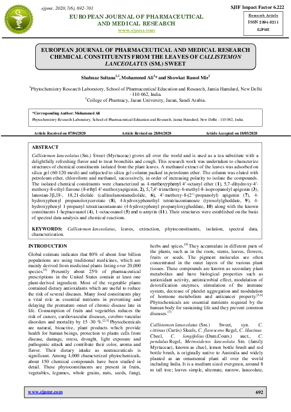(PDF) EUROPEAN JOURNAL OF PHARMACEUTICAL AND MEDICAL RESEARCH CHEMICAL ...