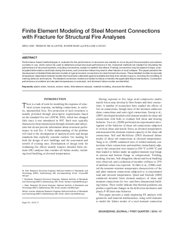 (PDF) Finite Element Modeling of Steel Moment Connections with Fracture ...