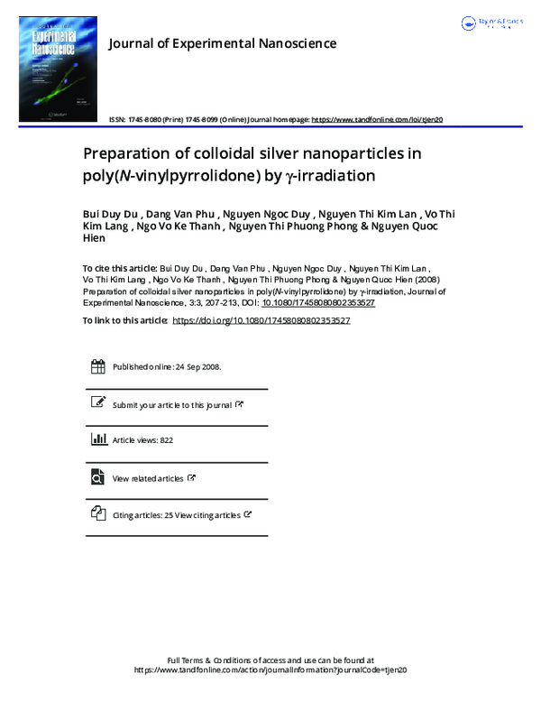 (PDF) Preparation of colloidal silver nanoparticles and structural ...