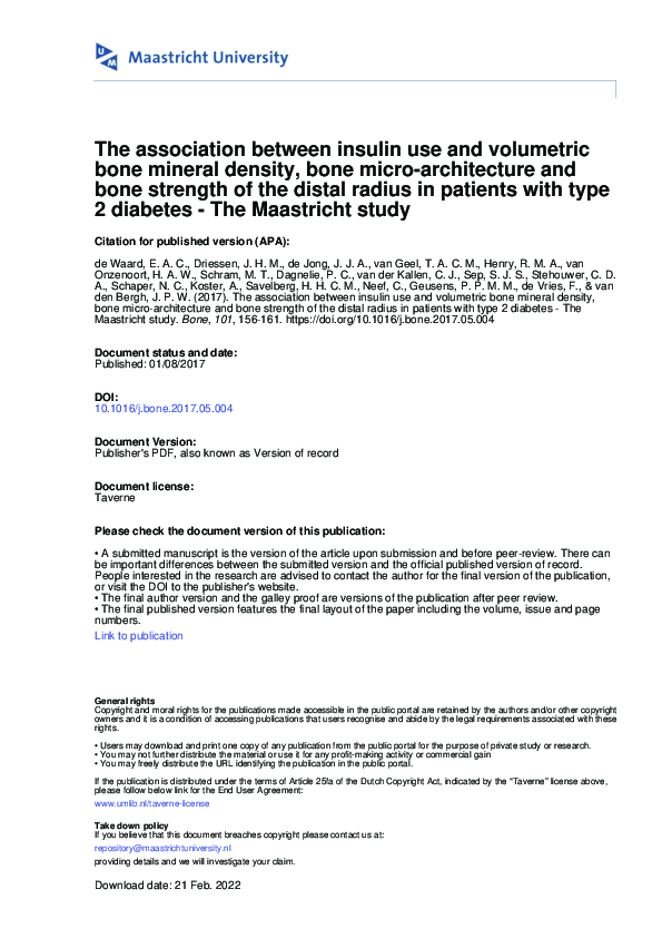(PDF) The association between insulin use and volumetric bone mineral ...