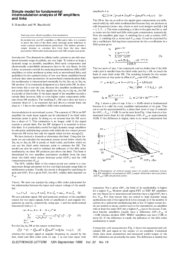 (PDF) Simple model for fundamental intermodulation analysis of RF ...