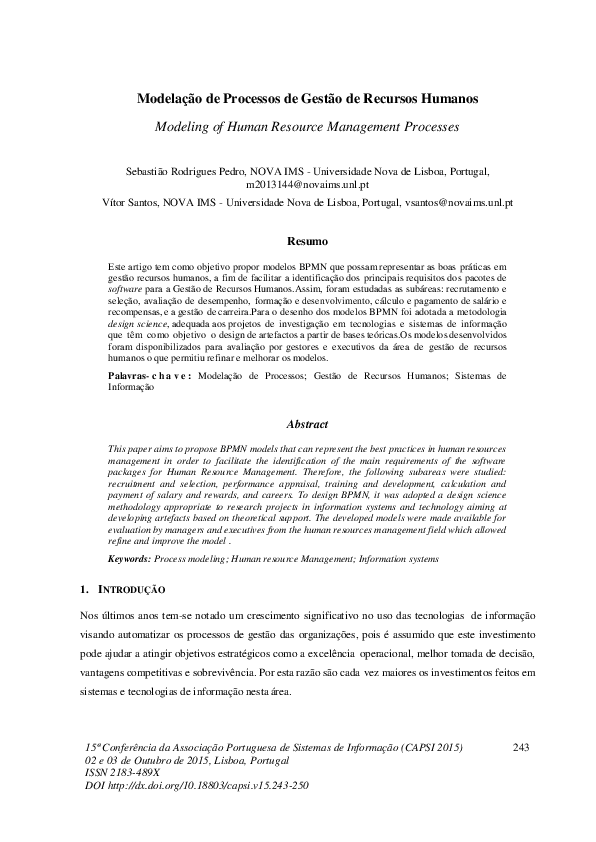 (PDF) Modeling of Human Resource Management Processes
