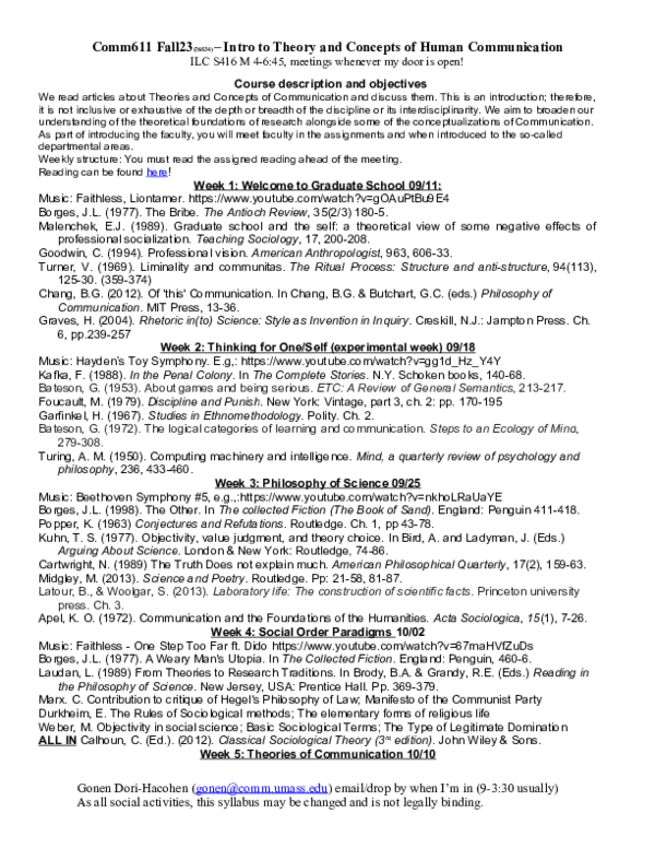 (DOC) Intro to Theory and Concepts of Human Communication
