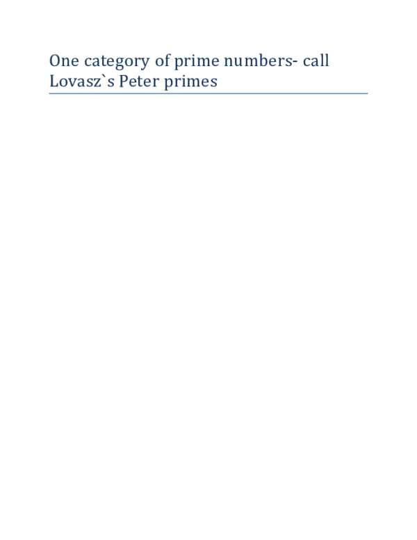 (DOC) One category of prime numbers | Peter Lovasz - Academia.edu