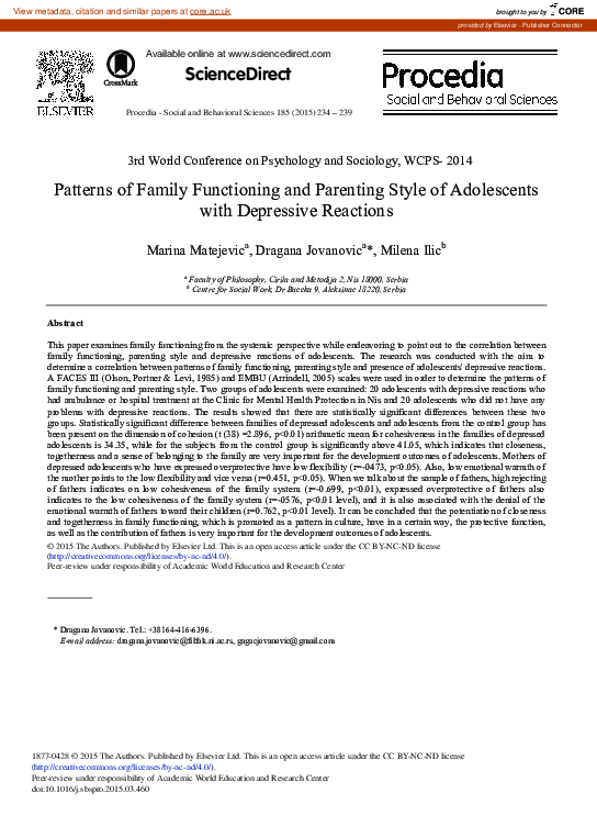 (PDF) Patterns of Family Functioning and Parenting Style of Adolescents ...