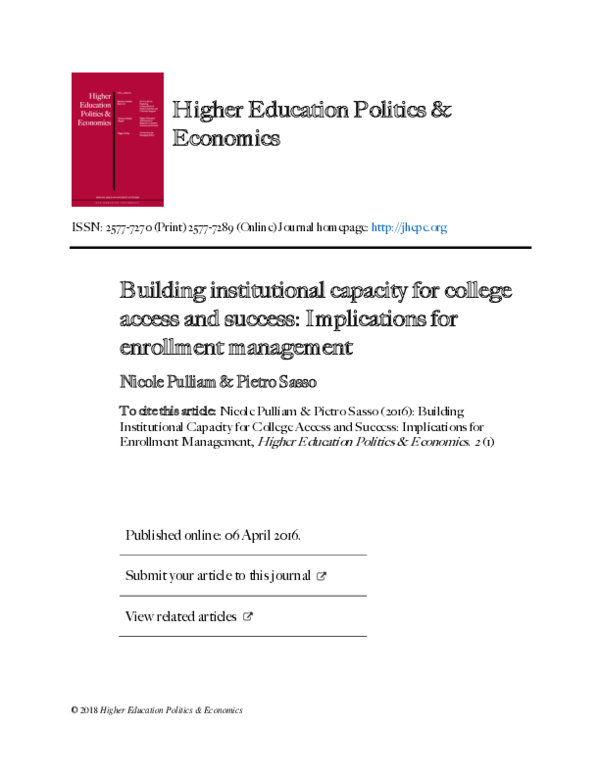 (PDF) Building institutional capacity for college access and success ...