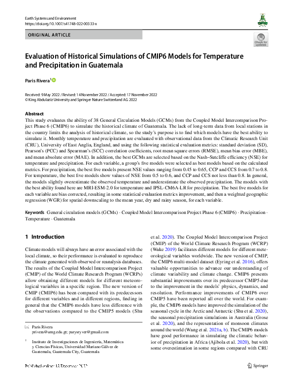 (PDF) Evaluation of Historical Simulations of CMIP6 Models for ...
