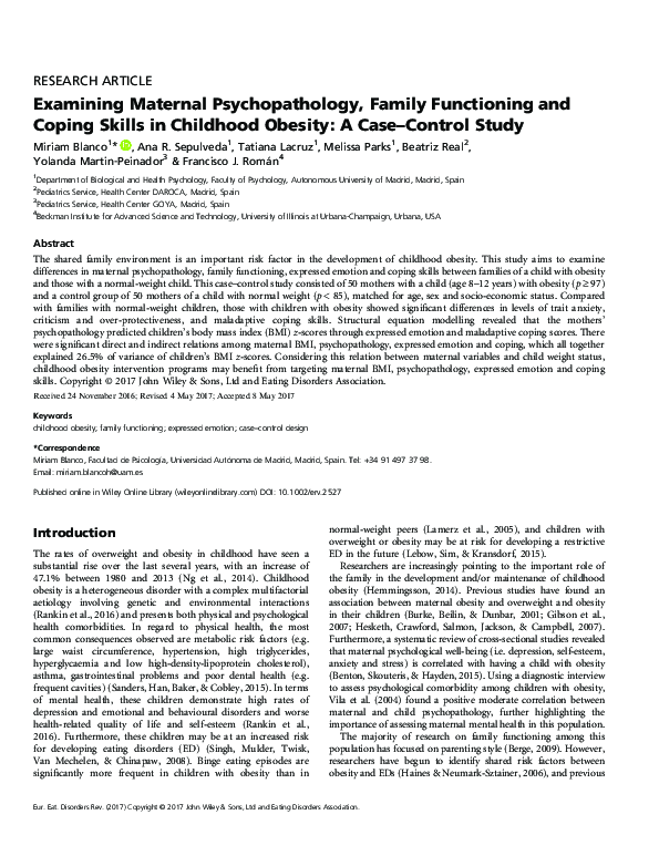 (PDF) Examining Maternal Psychopathology, Family Functioning and Coping ...