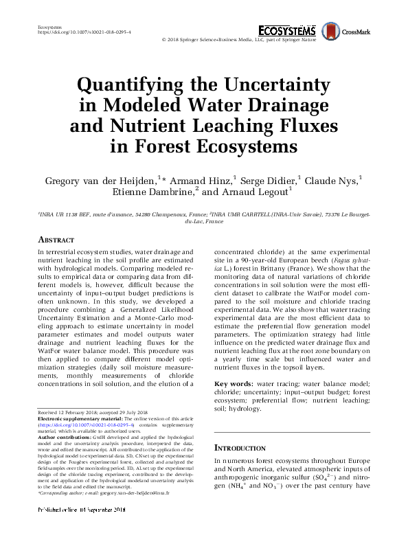 (PDF) Quantifying the Uncertainty in Modeled Water Drainage and ...