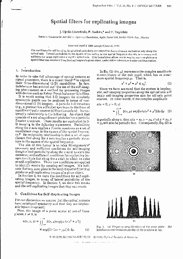 (PDF) Spatial filters for replicating images