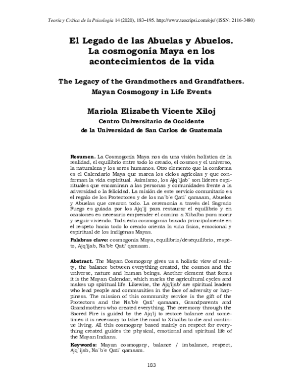 (PDF) El Legado de las Abuelas y Abuelos. La cosmogonía Maya en los ...