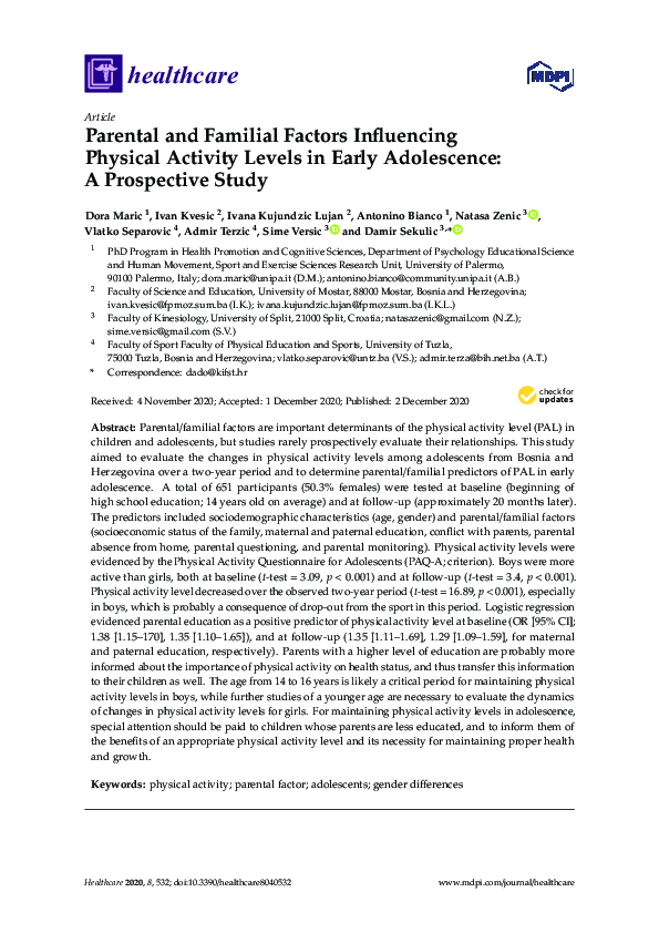 (PDF) Parental and Familial Factors Influencing Physical Activity ...