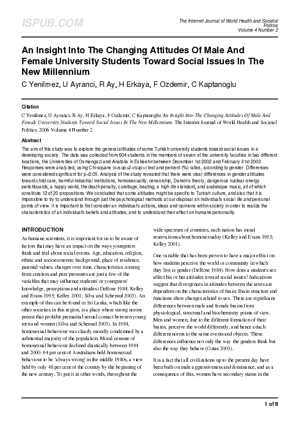(PDF) An Insight Into The Changing Attitudes Of Male And Female ...