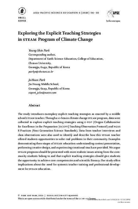 (PDF) Exploring the Explicit Teaching Strategies in STEAM Program of ...