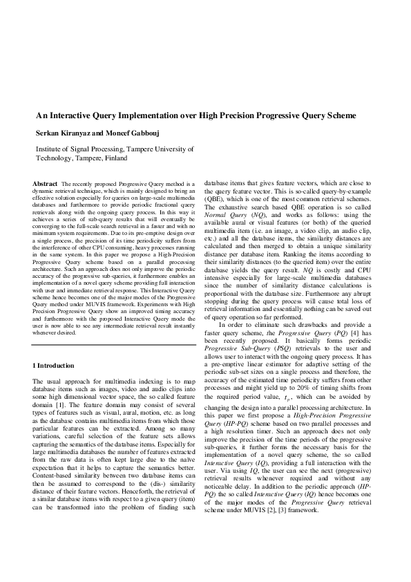 (PDF) An interactive query implementation over high precision ...