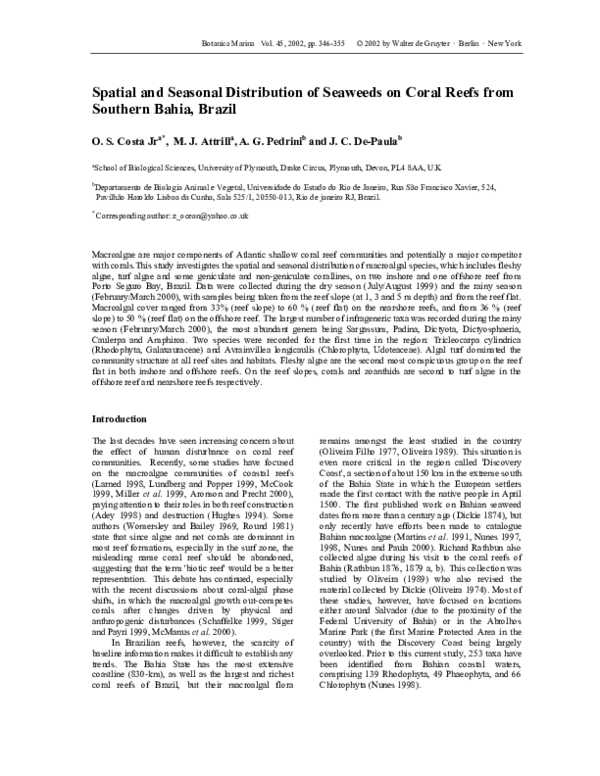 (PDF) Spatial and Seasonal Distribution of Seaweeds on Coral Reefs from ...