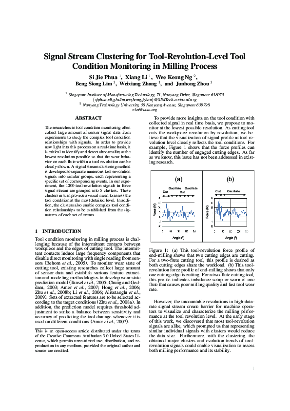 (PDF) Signal Stream Clustering for Tool-Revolution-Level Tool Condition ...