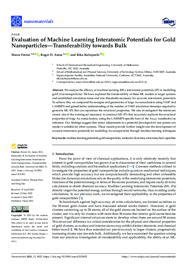 (PDF) Evaluation of Machine Learning Interatomic Potentials for Gold ...