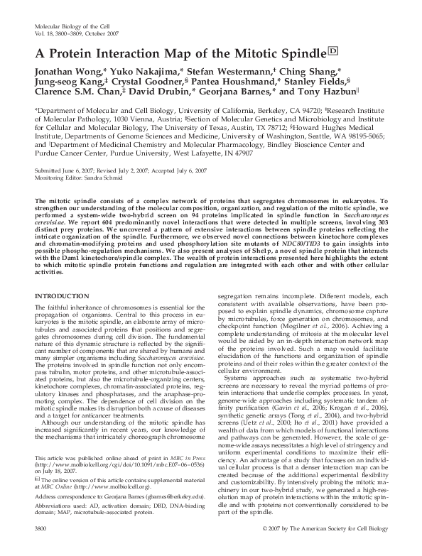 (PDF) A protein interaction map of the mitotic spindle
