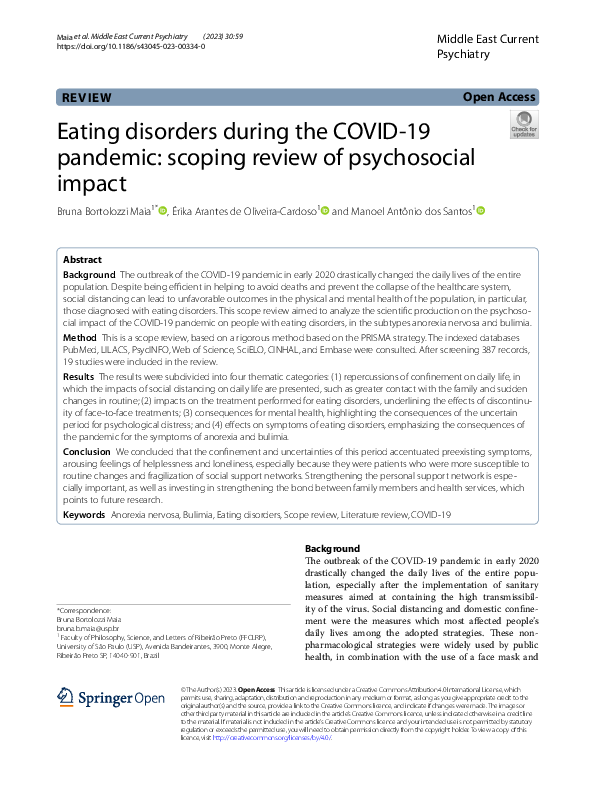(PDF) Eating disorders during the COVID-19 pandemic: scoping review of ...