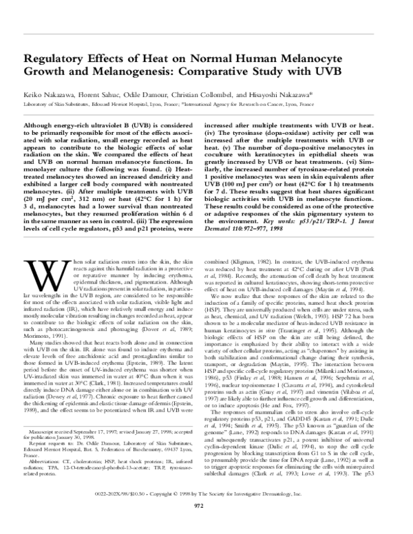 (PDF) Regulatory Effects of Heat on Normal Human Melanocyte Growth and ...