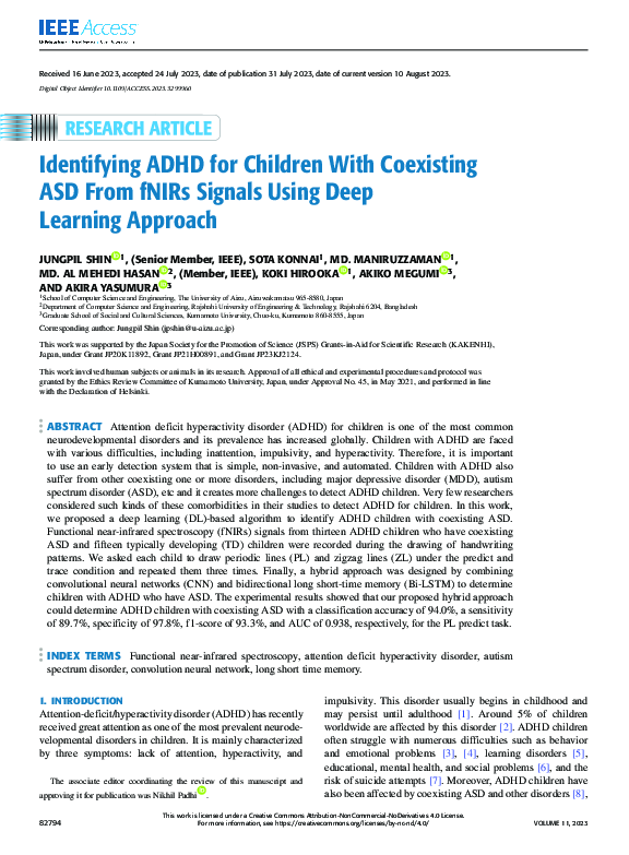 (PDF) Identifying ADHD for Children With Coexisting ASD From fNIRs ...