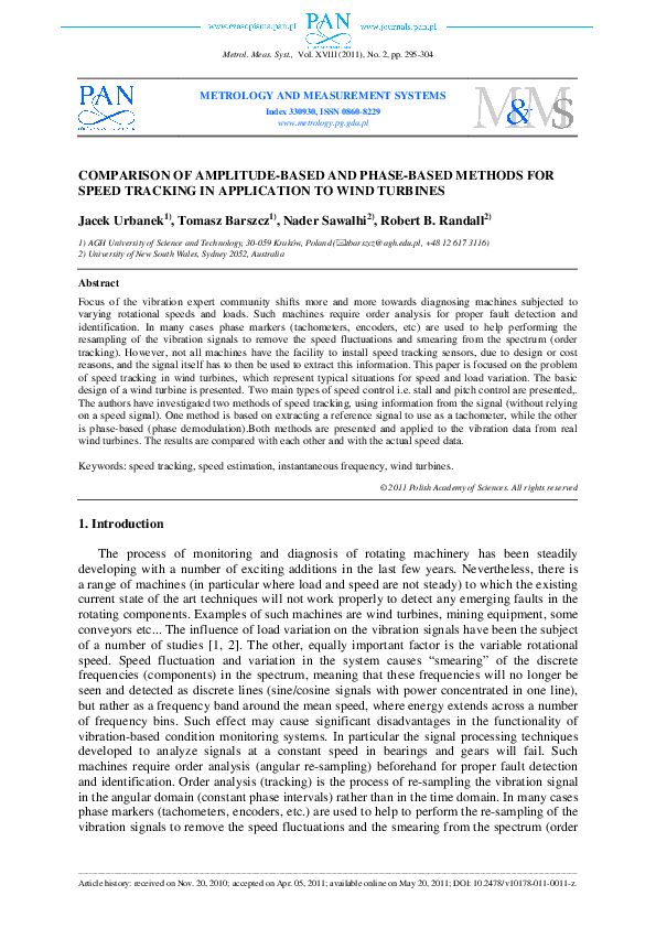 (PDF) Comparison of Amplitude-Based and Phase-Based Methods for Speed ...