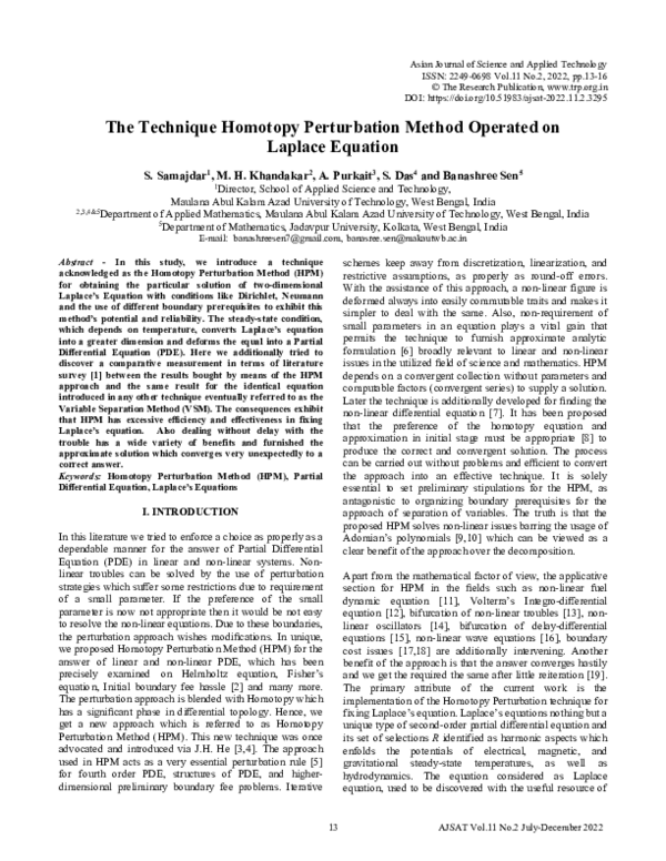 (PDF) The Technique Homotopy Perturbation Method Operated on Laplace ...