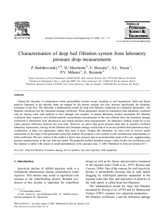 (PDF) Characterisation of deep bed filtration system from laboratory ...