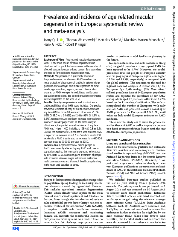 (PDF) Prevalence and incidence of age-related macular degeneration in ...