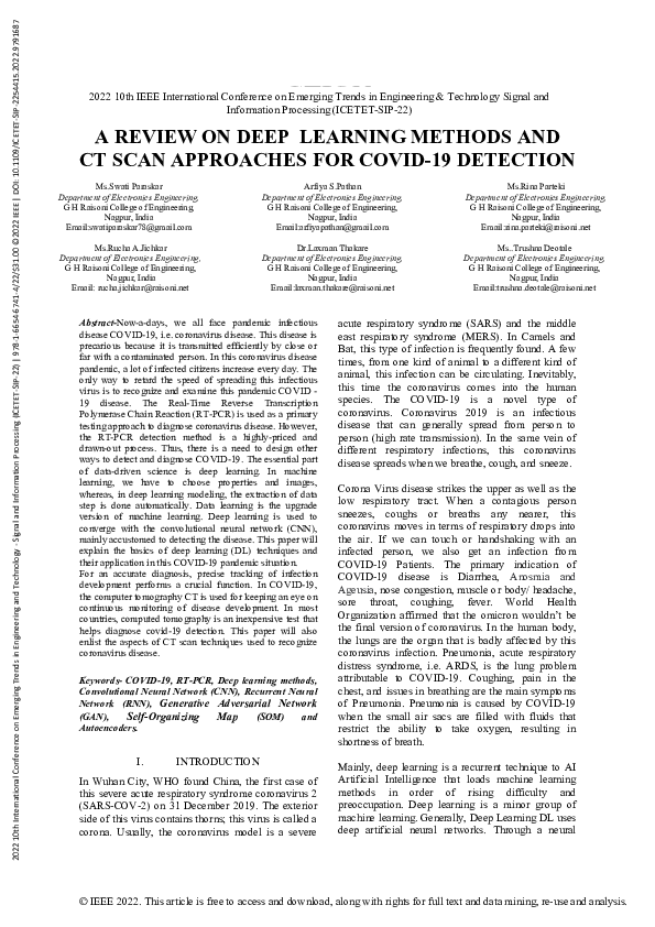 (PDF) A Review on Deep Learning Methods and CT Scan Approaches for ...
