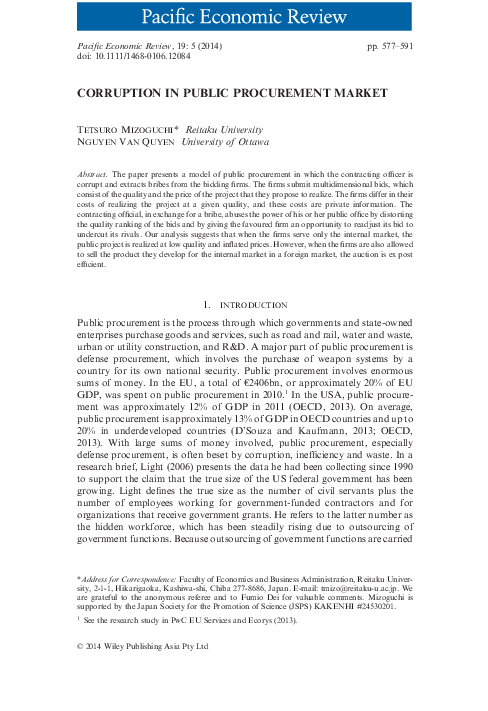 (PDF) Corruption in Public Procurement Market