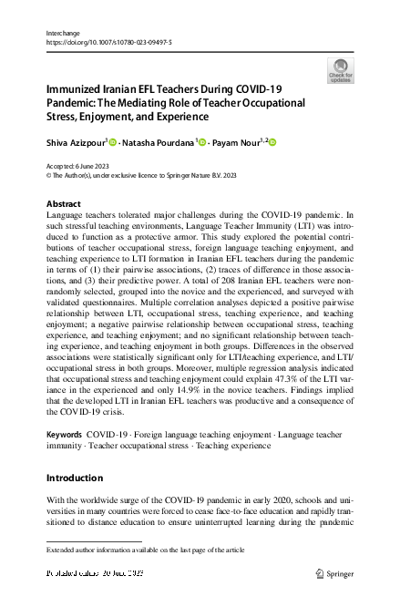 (PDF) Immunized Iranian EFL Teachers During COVID-19 Pandemic: The ...