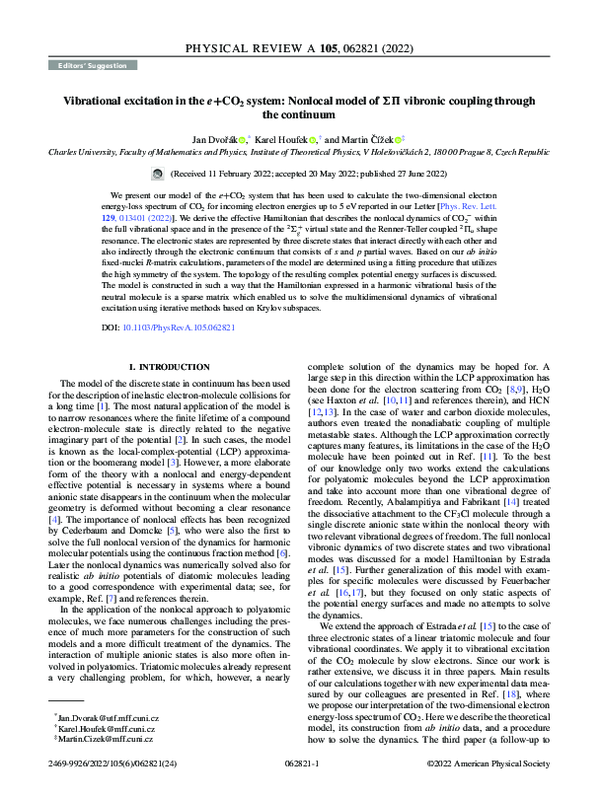 (PDF) Vibrational excitation in the e+CO2 system: Nonlocal model of ΣΠ ...