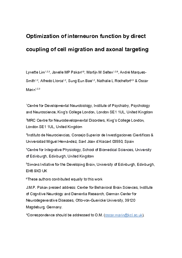 (PDF) Optimization of interneuron function by direct coupling of cell ...