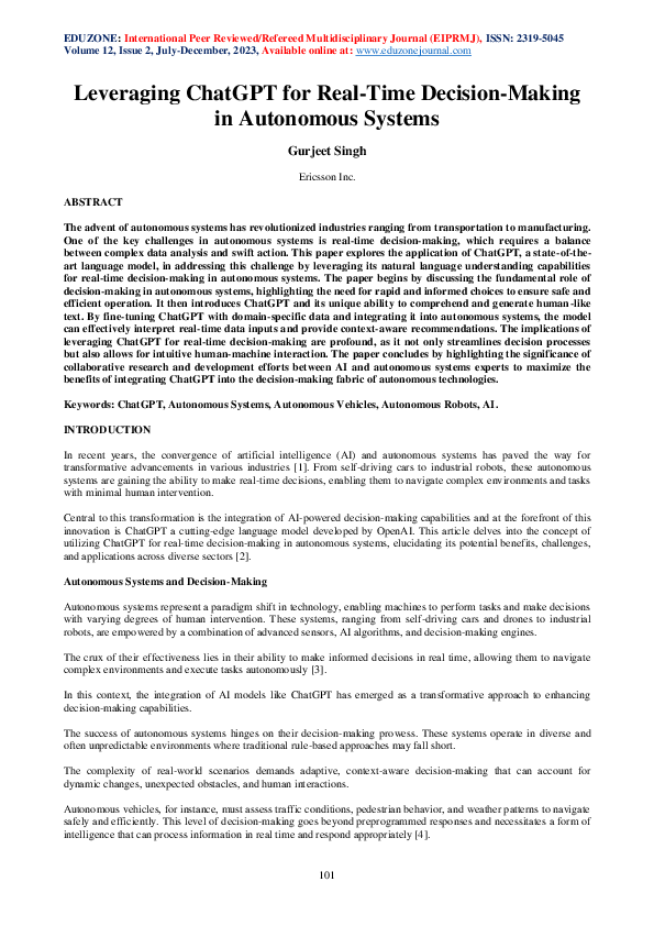 (PDF) Leveraging ChatGPT for Real-Time Decision-Making in Autonomous ...