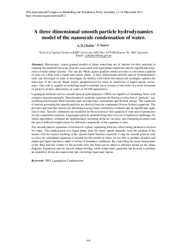 (PDF) A three dimensional smooth particle hydrodynamics model of the ...