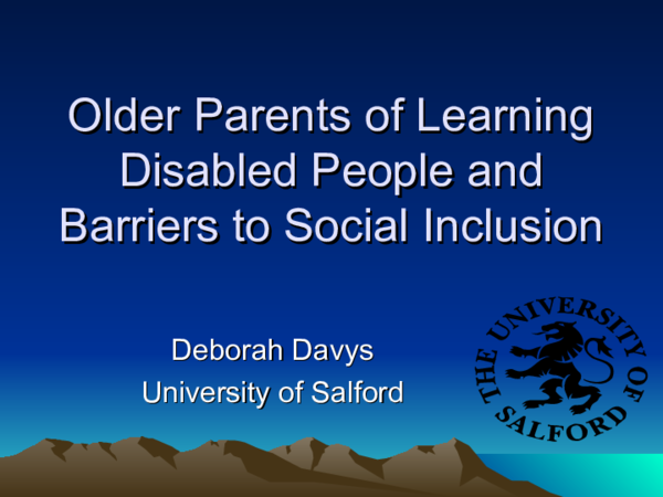 (PPT) Older parents of learning disabled people and barriers to social ...