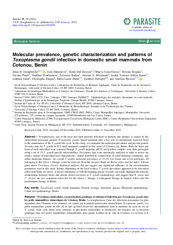 (PDF) Molecular prevalence, genetic characterization and patterns of ...