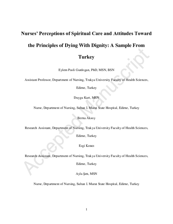 (PDF) Nurses’ perceptions of spiritual care and attitudes toward the ...