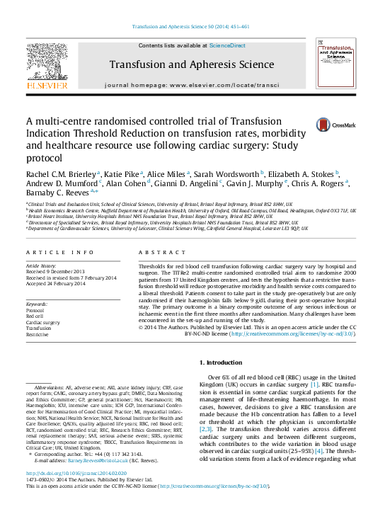 (PDF) A multi-centre randomised controlled trial of Transfusion ...
