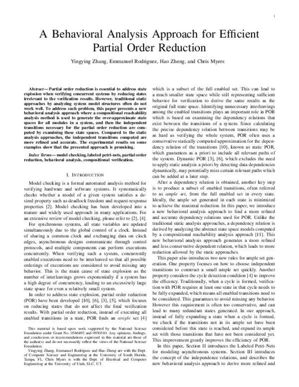 (PDF) A Behavioral Analysis Approach for Efficient Partial Order ...