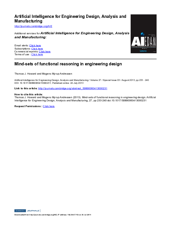 (PDF) Mind-sets of functional reasoning in engineering design